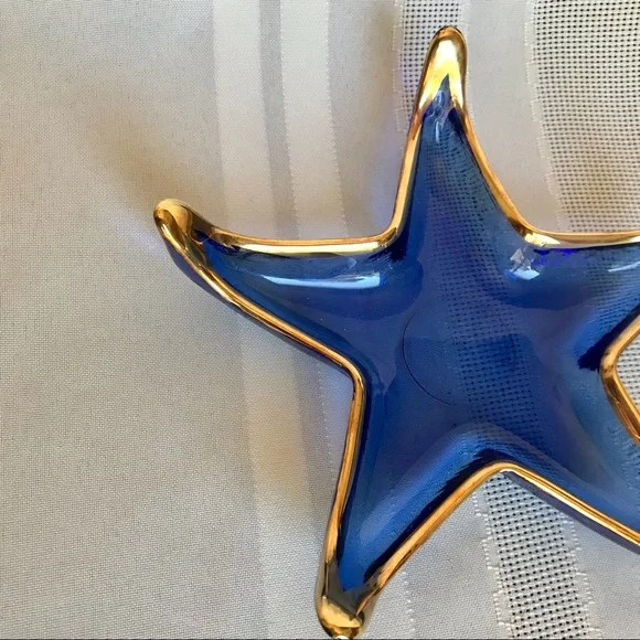 Starfish Blue Glass Dish Set of 2 - Picture 12 of 12